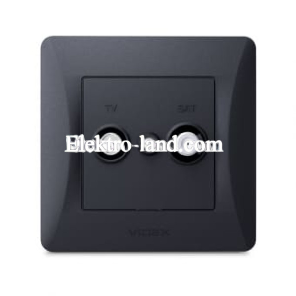 Розетка TV+SAT телевизионная концевая черный графит Videx Binera 